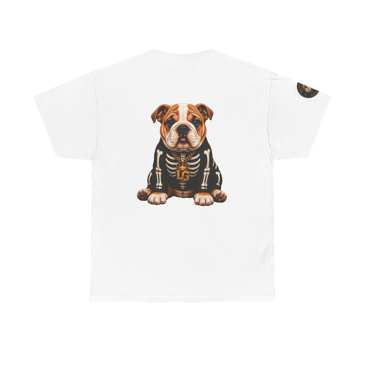 Lil Groot Skeleton Halloween English Bulldog T-Shirt – Unisex Heavy Cotton Tee