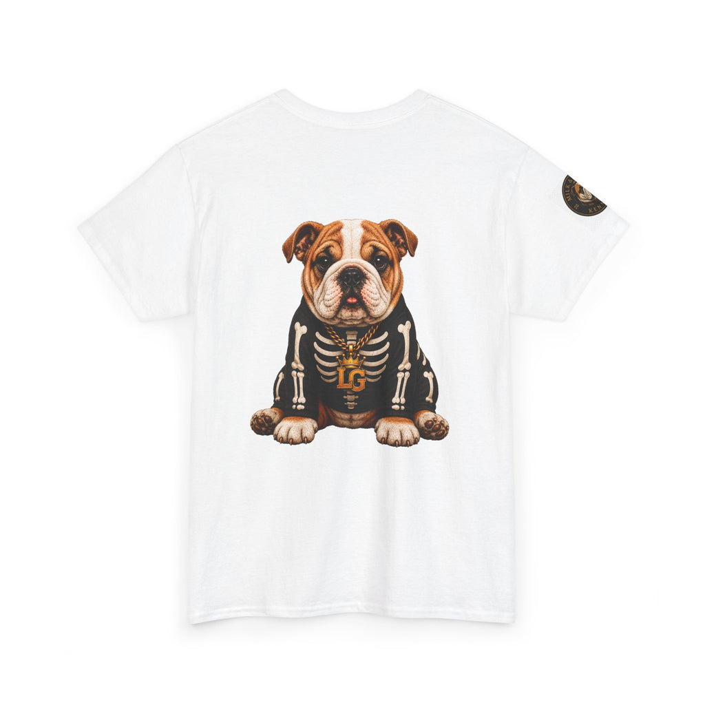 Lil Groot Skeleton Halloween English Bulldog T-Shirt – Unisex Heavy Cotton Tee