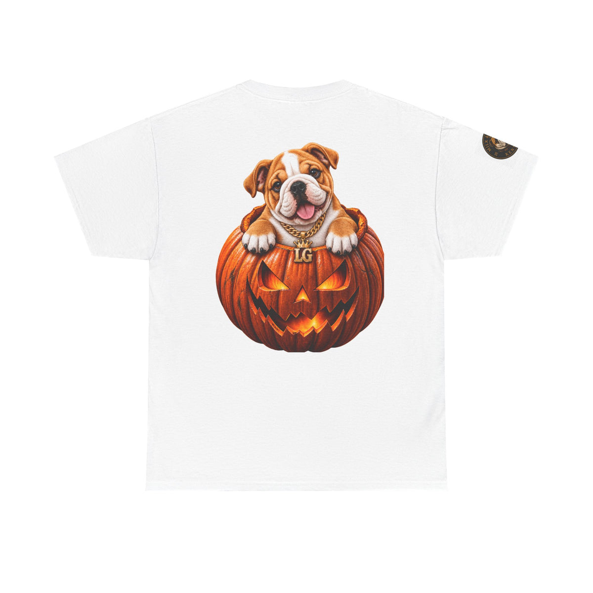 Lil Groot Pumpkin Halloween English Bulldog T-Shirt – Unisex Heavy Cotton Tee