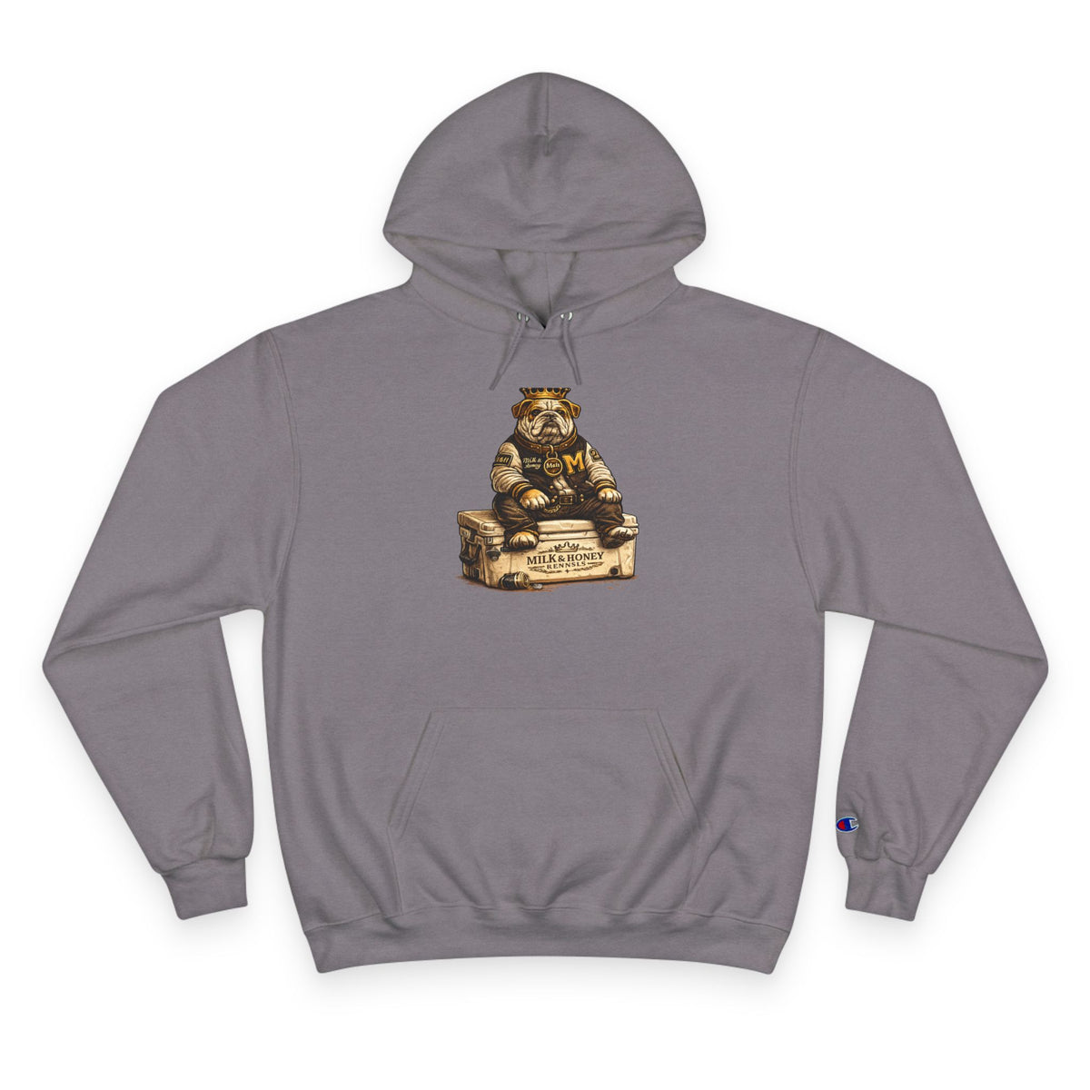 King Grout Bear Milk & Honey Vintage Label Hoodie | Retro Beverage Logo Sweatshirt