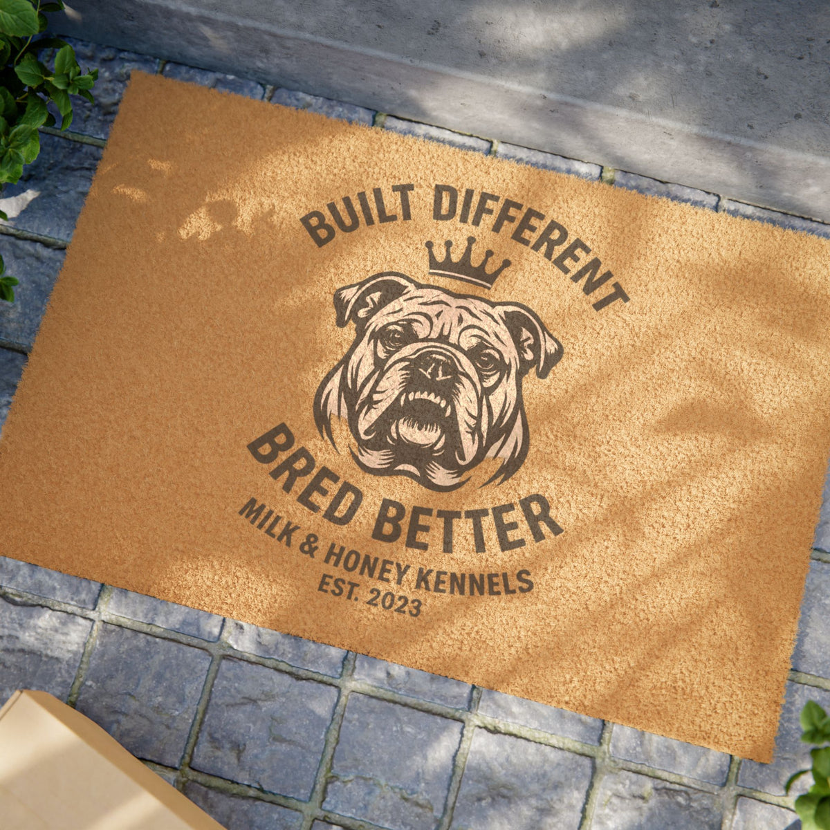 Bulldog Logo Doormat | Built Different Bred Better, Kennel Welcome Mat
