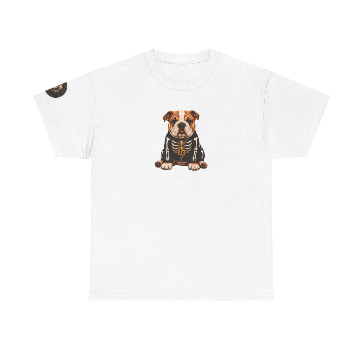 Lil Groot Skeleton Halloween English Bulldog T-Shirt – Unisex Heavy Cotton Tee