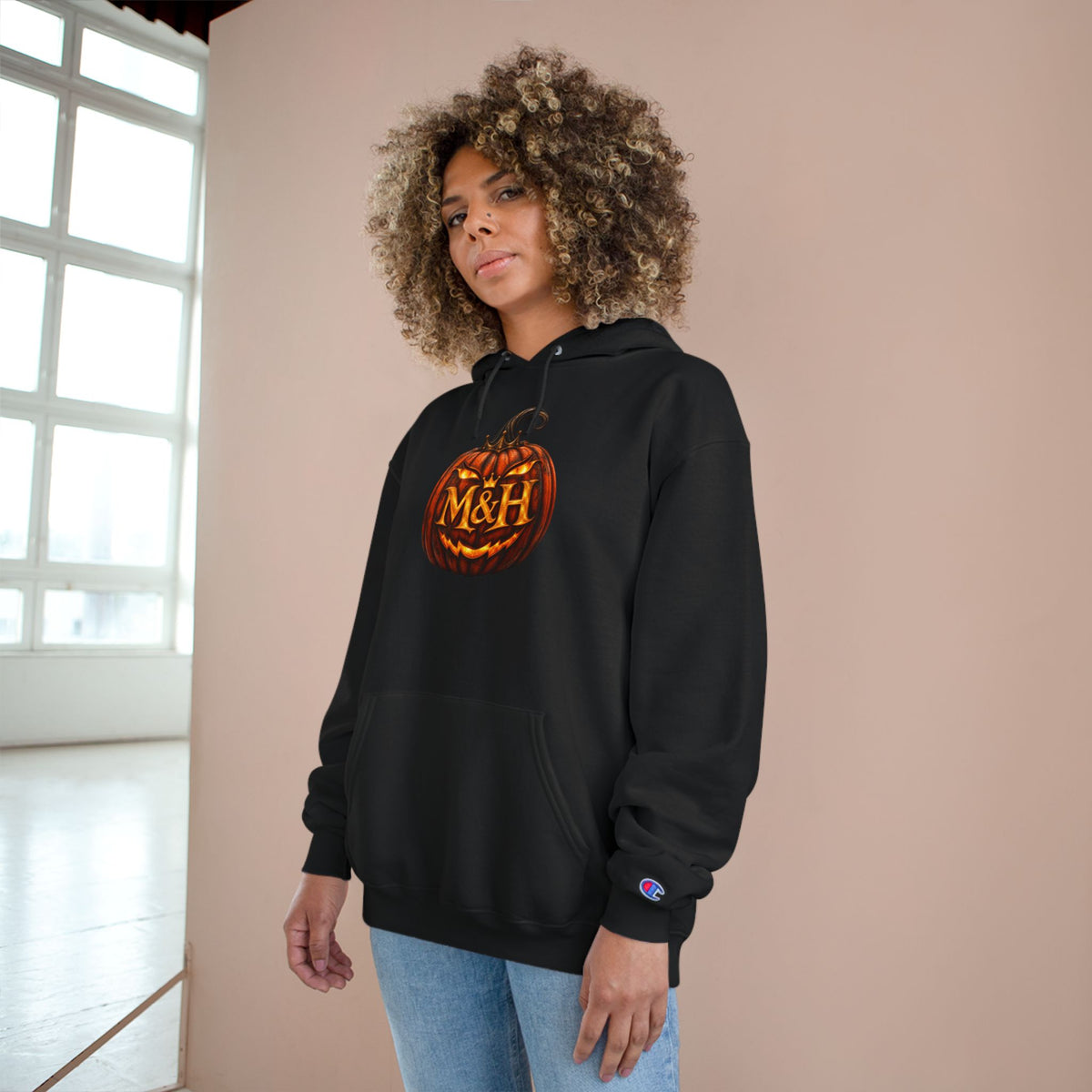 Lil Groot Pumpkin Halloween Champion Hoodie – Unisex English Bulldog Apparel