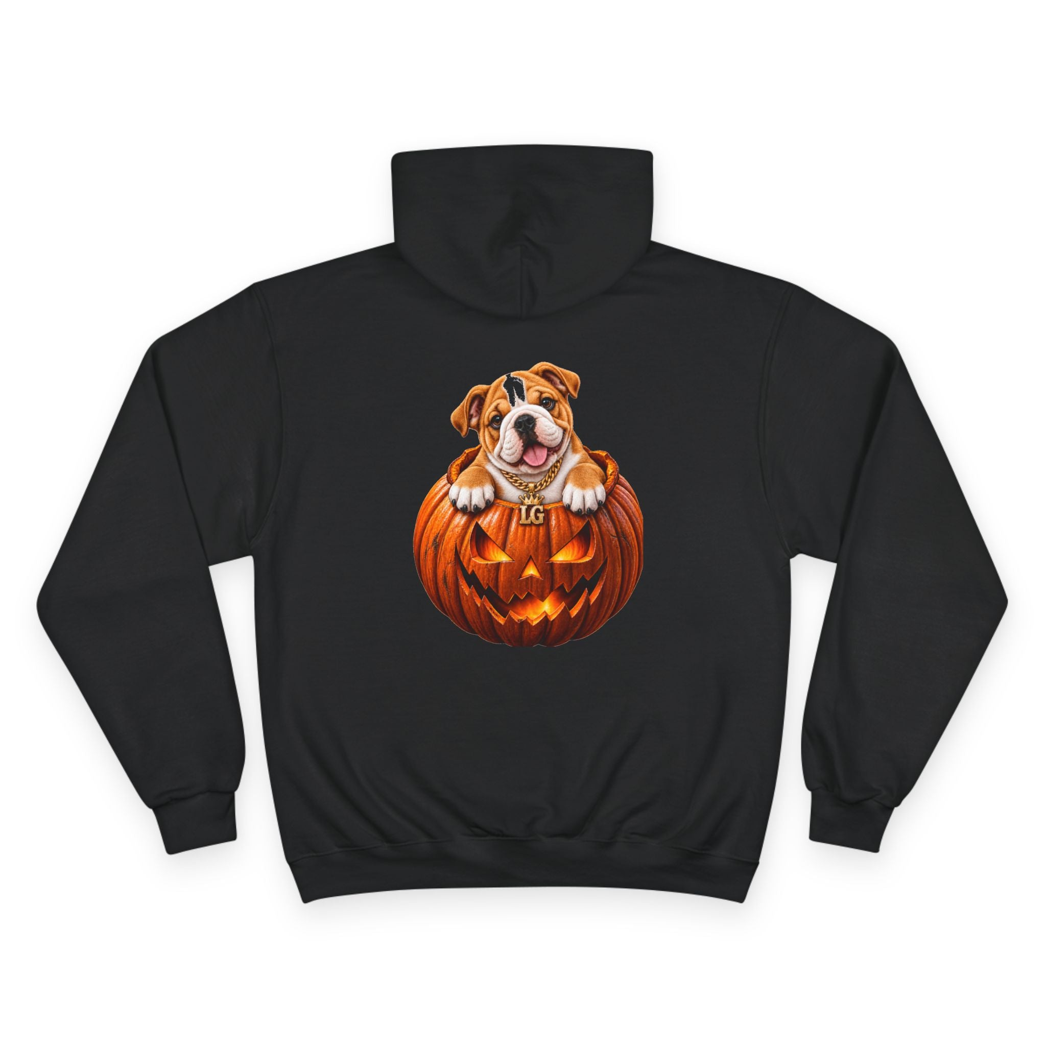 Lil Groot Pumpkin Halloween Champion Hoodie – Unisex English Bulldog Apparel