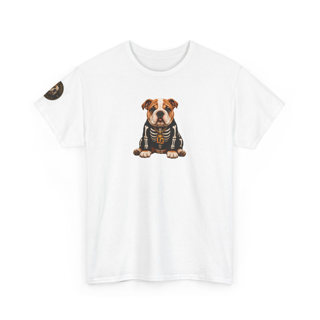 Lil Groot Skeleton Halloween English Bulldog T-Shirt – Unisex Heavy Cotton Tee